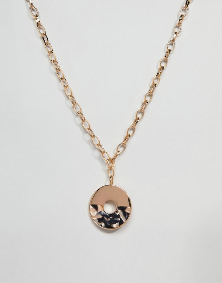 Asos Design Pendant Necklace With Resin And Metal - Multi