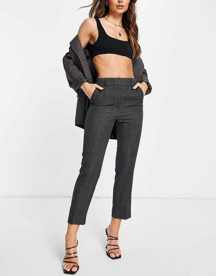 Asos Design Slim Skim Cigarette Pant In Gray Check-grey