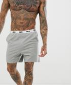Asos Design Lounge Shorts In Gray Marl With Branded Waistband - Black