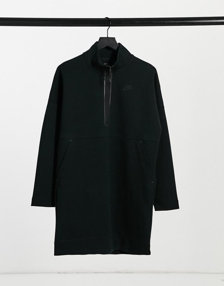 Nike Tech Fleece Zip Neck Dress In Black