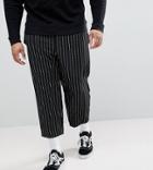 Reclaimed Vintage Inspired Plus Relaxed Cropped Pants In Stripe - Black