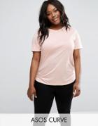 Asos Curve The Ultimate T-shirt With Curved Hem - Pink