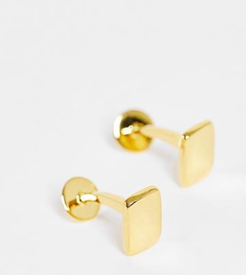 Asos Design Sterling Silver Rectangular Cufflinks In Gold Tone