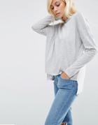 Asos Oversize Long Sleeved Split Back Top - Gray