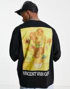 Asos Design Oversized T-shirt With Van Gogh Sunflower Print In Black