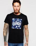 Edwin T-shirt Logo Hibiscus Print In Black - Black