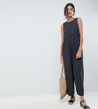 Asos Design Tall Minimal Jumpsuit With Ruching Detail - Gray