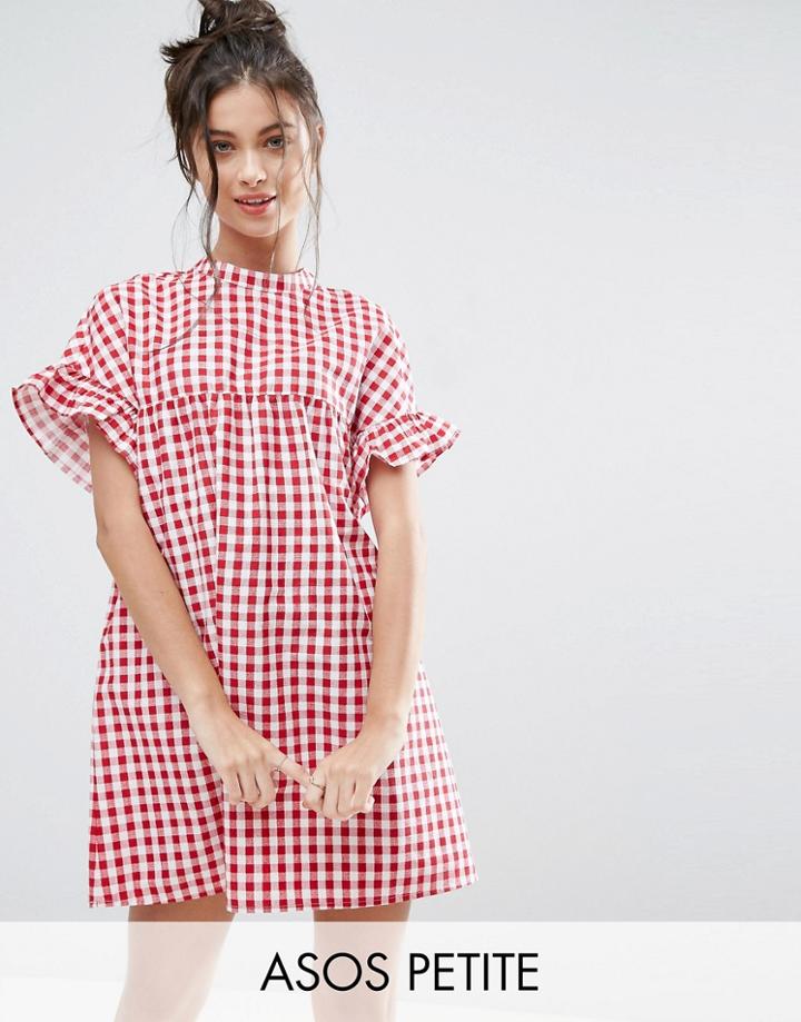 Asos Petite Red Gingham Smock Dress - Red