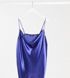Simply Be Cowl Neck Satin Cami In Blue-blues