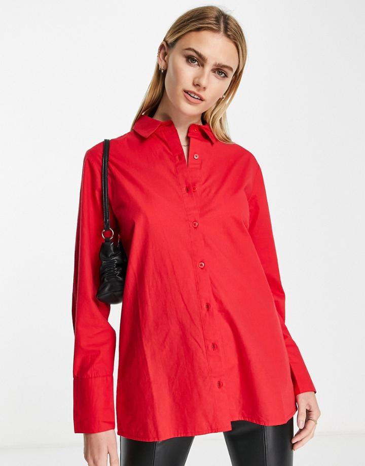 Extro & Vert Cotton Oversized Shirt In Red