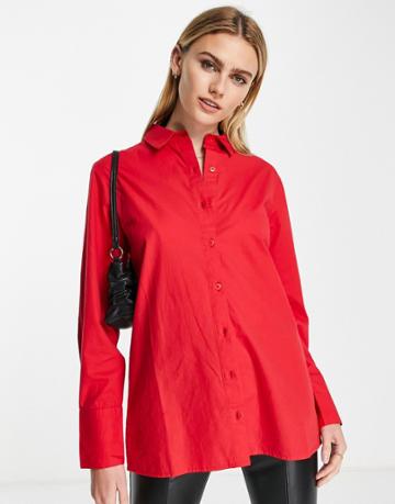 Extro & Vert Cotton Oversized Shirt In Red