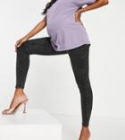 Asos Design Materniy Over The Bump Rib Legging In Washed Black