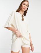 Zulu & Zephyr Cotton Jersey Ribbed Top Set In Cream-white