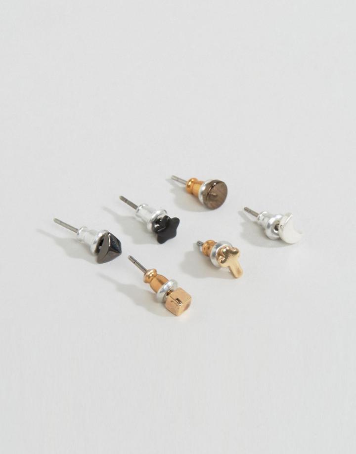 Asos Ditsy Geo Earring Set In Mixed Finish - Multi