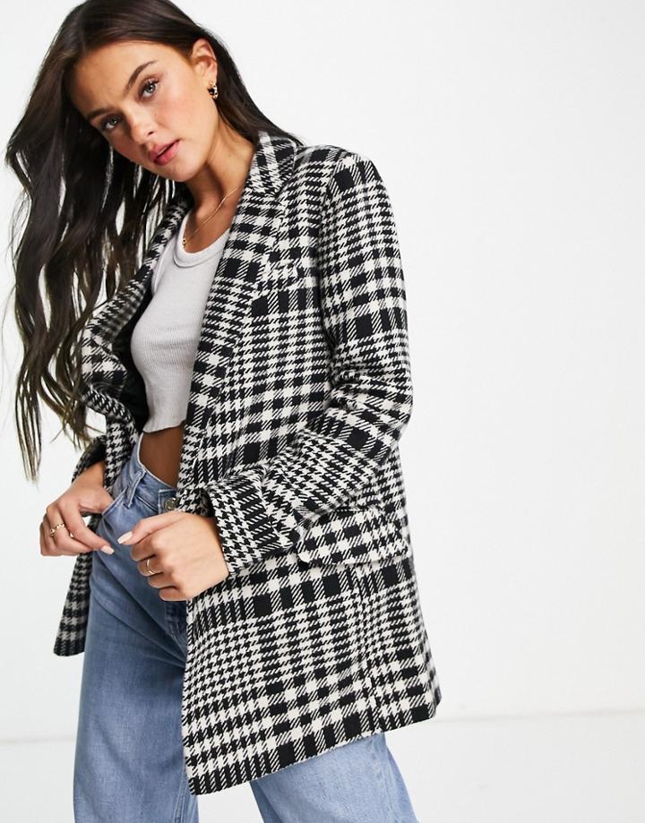 Miss Selfridge Blazer In Mono Check-black
