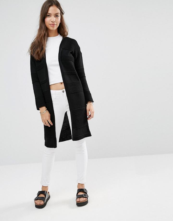 Only Hosta Ribbed Cardigan - Black