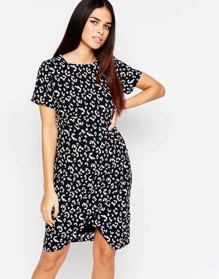 Sugarhill Boutique Elspeth Leopard Spot Shift Dress - Navy