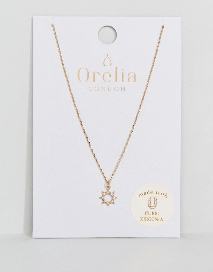 Orelia Crystal Open Sun Ditsy Necklace - Gold