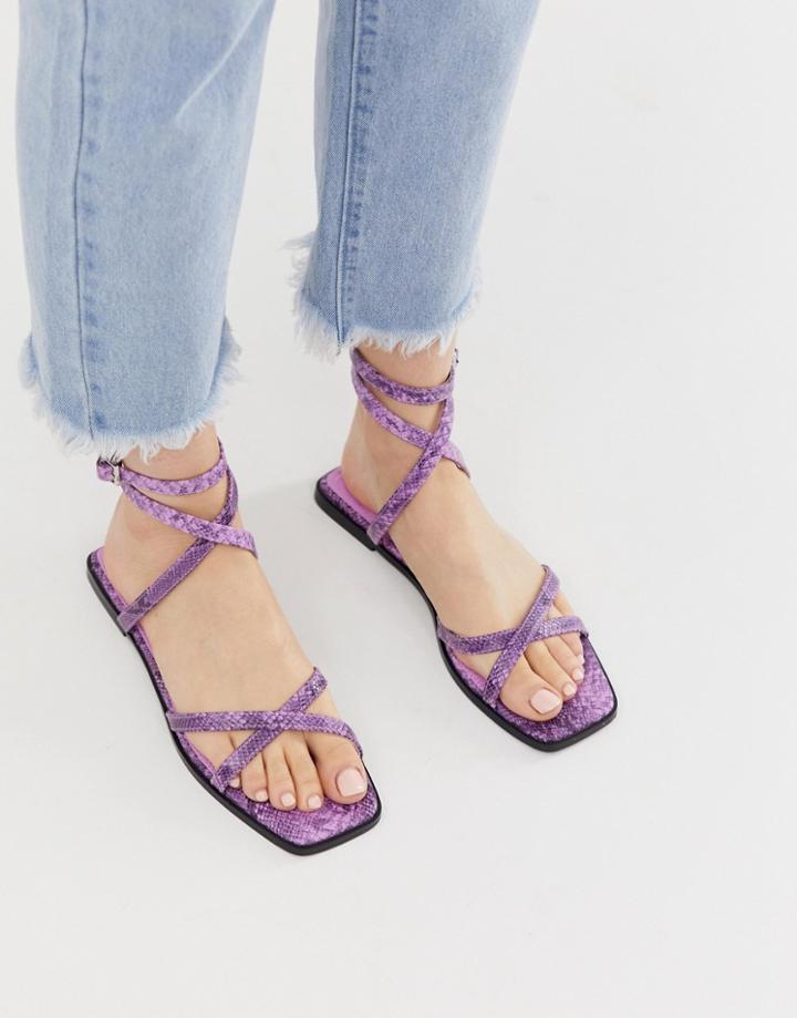 Asos Design Foresight Strappy Sandals In Snake-multi