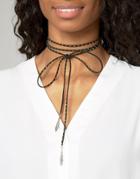 Asos Studded Wrap Choker Necklace - Black