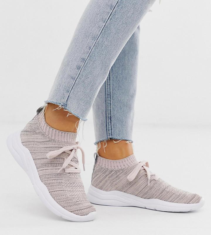 Asos Design Wide Fit Discus Sneakers In Gray And Peach-multi