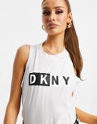 Dkny Two Tone Logo Tank Top In White