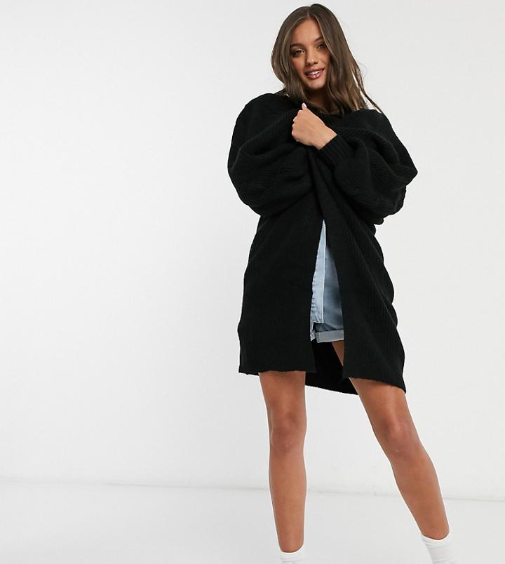 Asos Design Petite Maxi Edge To Edge Cardigan-black