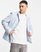 Asos Design Smart Track Jacket In Blue Geo Jacquard - Part Of A Set-blues