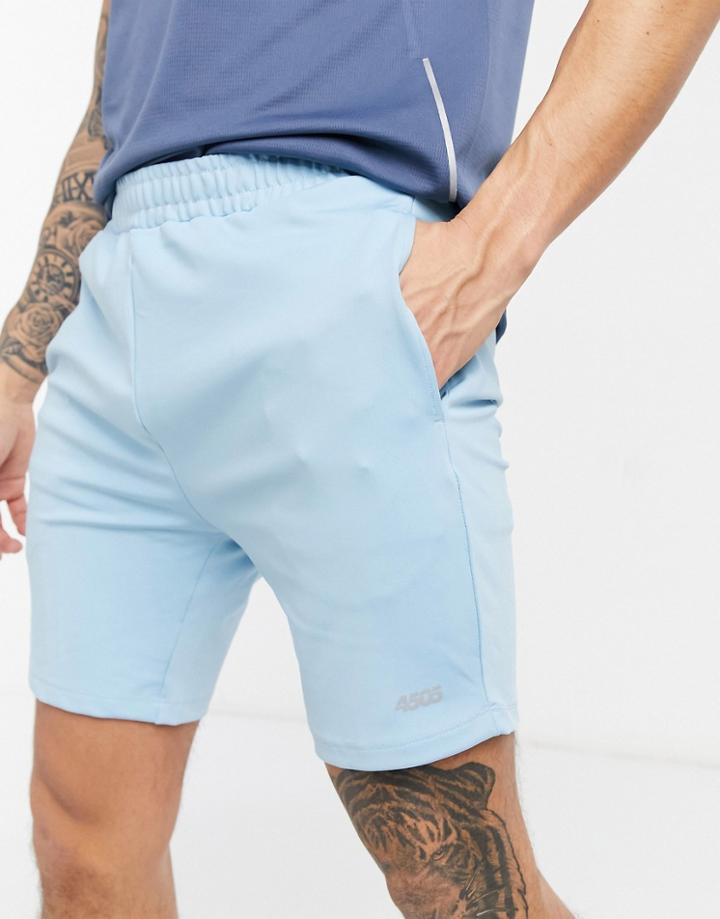 Asos 4505 Icon Skinny Training Shorts In Blue-blues