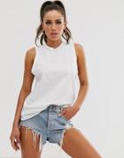 Asos Design Oversized Tank With Exposed Seams In White - White