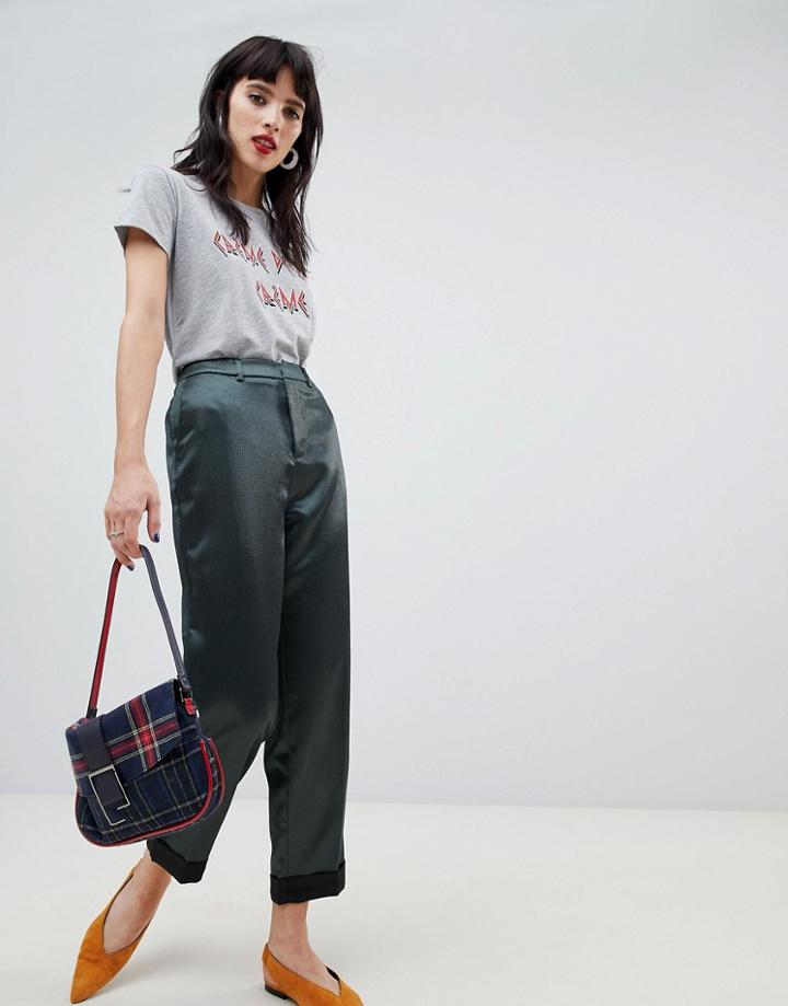 Custommade Amallia Satin Pants - Green