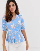 Vero Moda Floral Stripe Button Detail Tea Blouse - Multi