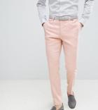Noak Skinny Wedding Suit Pants In Crosshatch - Pink