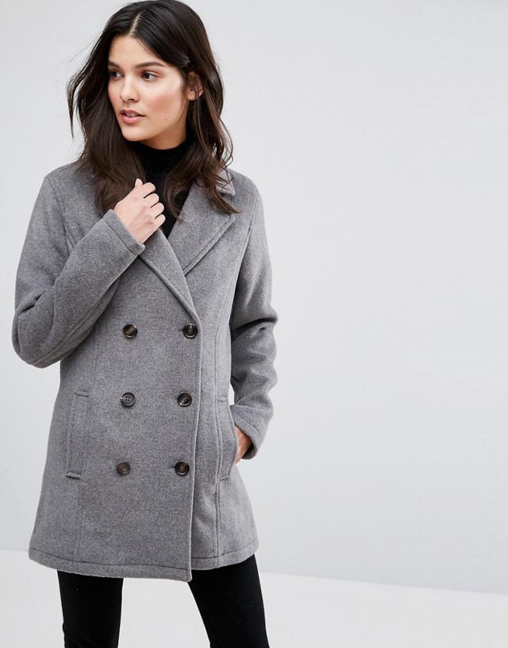 Blend She Momo Ja Double Breasted Tailored Coat - Gray