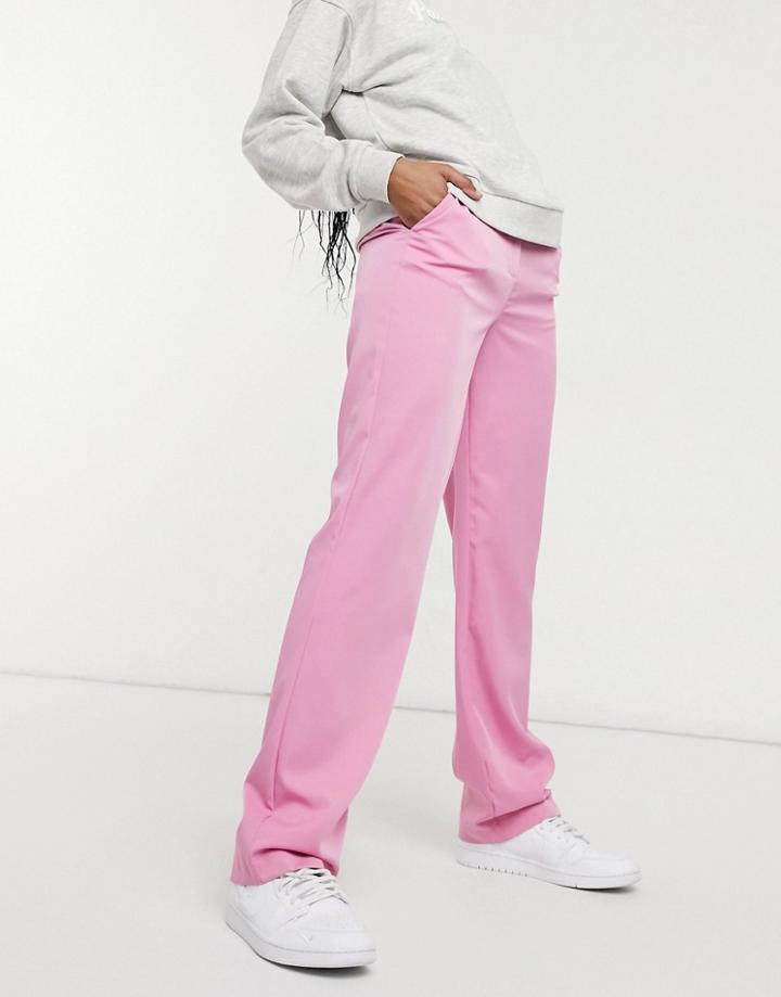 Vila Tailored High Waisted Pants In Pink