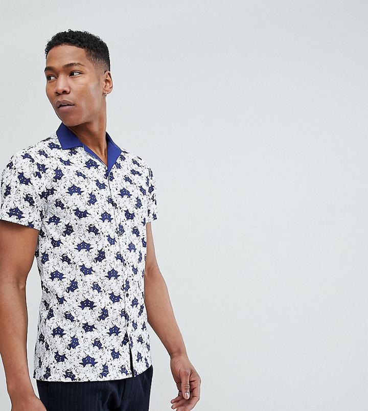 Noak Skinny Revere Collar Shirt - Navy