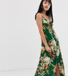Brave Soul Petite Polly Maxi Dress In Floral Print-green