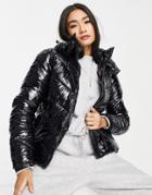 Gianni Feraud Wet Look Padded Jacket In Black