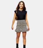 Topshop Petite Bengaline Ruched Mini Skirt In Leopard-multi