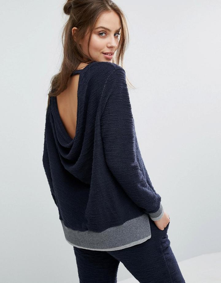 Sol Angeles Drape Back Sweater - Navy