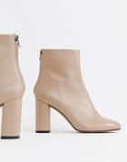 Asos Design Embrace Leather High Ankle Boots-tan