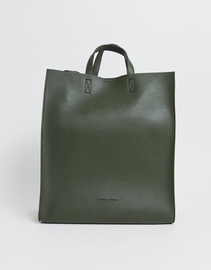 Claudia Canova Large Tote Bag In Khaki Green