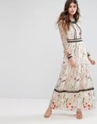 Miss Selfridge Premium Embroidered Lace Detail Maxi Dress - White