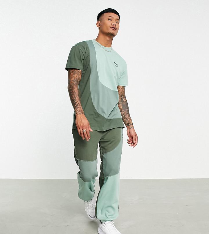 Puma Convey Logo T-shirt In Multi Green Exclusive To Asos