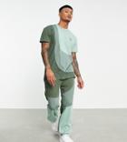 Puma Convey Logo T-shirt In Multi Green Exclusive To Asos