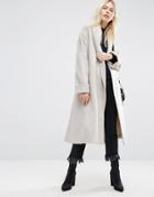 Asos Coat In Soft Texture With Belt - Pink