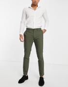 Jack & Jones Premium Slim Fit Sateen Suit Pants In Green
