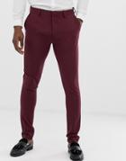 Asos Design Super Skinny Suit Pants In Burgundy - Red