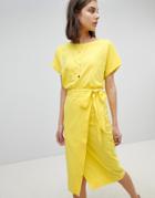 Ba & Sh Jersey Tie Up Dress - Yellow