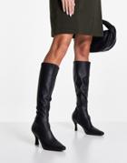 Asos Design Croatia Heeled Knee Boots In Black